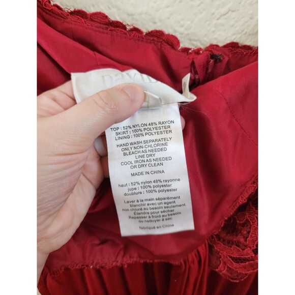 David's Bridal Womens 12 Apple Red Bridesmaid Prom Short Halter Tie Back Dress - Picture 7 of 8